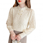 Naiste topid, pikkade varrukatega pitsiga liibuvad Slim Fit poolk&otilde;rge kraega pullovertopid S beež