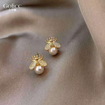 Little Bee Pearl Earringsi Korea versioon on kujundatud lihtsate v&auml;ikeste ja armsate k&otilde;rvar&otilde;ngastega naistele kuld
