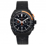 Bulova Racer Kronograaf Nahkrihm Must T&auml;hikvarts 98B428 100M Meeste K&auml;ekell must