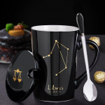 Loov keraamiline kruus &ndash; kaane ja lusikaga T&auml;htkujud, ideaalne kingitus paaridele Libra Spoon with Lid