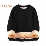 Meeste talvine kampsun Fliisvoodriga soojusisolatsiooniga O kaelus Pure Color Plus Size elastsete k&auml;tistega Meeste s&uuml;gistalvine topp M must