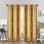 2 tk Euroopa kuldsed retroelemendid kardinad, dekoratiivsed aknakatted, aknakatted magamistoa elutoa sisekujunduseks 150W166H(CM)59x65in&Rod Pocket