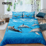 Kid Dolphin tekikott King Size Armas Dolphin Marine Life Loutsu kate Mikrofiibrist Blue Wave Decor tekikott teismelistele 140x200cm 3pcs