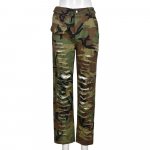 Naiste k&otilde;rge v&ouml;&ouml;kohaga p&uuml;ksid kamuflaažiga Slim Fit s&ouml;rkijad Naiste harem Camo p&uuml;ksid T&auml;navar&otilde;ivad Punk Cargo Pant Streetwear p&uuml;ksid S