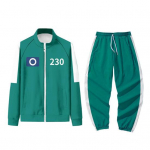 Squid Games II hooaeg Pusa t&otilde;mblukuga p&uuml;stkrae pikkade varrukatega number tr&uuml;kkimine Kontrastv&auml;rviline jope TV tegelane spordir&otilde;ivad elastne v&ouml;&ouml;koht S M