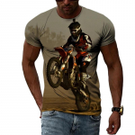 Uus 3D Fashion Cool Motocross Graphic T-s&auml;rk meeste suvetrendile Hip Hop Harajuku tr&uuml;kitud T-s&auml;rk Mootorratta mustriga O Colla XL