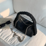 Moodne teksinine naiste &otilde;lakott Korea &uuml;hev&auml;rviline k&otilde;ik-sobiv teksist kootud k&auml;ekotid Lihtne ketiga naiste crossbody rahakott gray