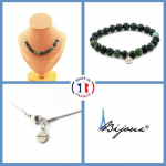 Pierres et Min&eacute;raux. Parure bijoux Bracelet Collier 15 Perles Agate mousse 8 mm. Chaine en Taille personnalisable.