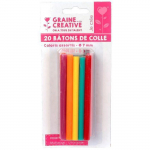 20 b&acirc;tonnets de colle pour pistolet &agrave; colle &Oslash; 7 mm - Couleurs