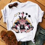Saatan Demon Death Scary T-s&auml;rk Naiste Demon Print T-s&auml;rk Cartoon Grim Reaper Baphometi T-s&auml;rk XS