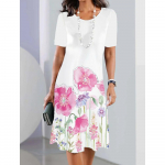 Elegantne l&uuml;hikeste varrukatega kleit, suvine naisteriided L