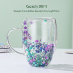 Elegantne 10 untsi kahekihiline klaasist tass kohvi v&otilde;i vee jaoks, loominguline ja v&auml;&auml;rtuslik disain