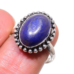 Looduslik lapis lazuli v&auml;&auml;riskivi 925 sterlingh&otilde;be ehted s&otilde;rmus suurus 7.5 o1C78