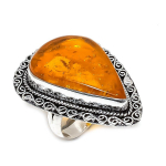 Natural Baltic Amber Gemstone 925 Sterling Silver Jewelry Ring Size 8 i4h34