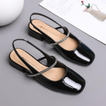 Naiste slingback platvormkontsaga sandaalid, kinnine kandiline nina, madal konts, pulmapeo kleidikingad, suvised pandlaga rihmaga Mary Janes kingad naistele 34