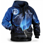 Loomade kapuutsiga dressipluus Meeste kapuuts, Wolf Graafiline T-s&auml;rk 3D-printeriga pullover Suurem&otilde;&otilde;tmeline meeste r&otilde;ivad Topid Meeste S&uuml;gises t&auml;navar&otilde;ivad S