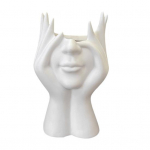 N&auml;olillevaas valge naiseliku n&auml;oga s&ouml;&ouml;gilaua keskpunkt moodne p&otilde;hjamaises stiilis dekoratiivkunstivaas kodu, elutoa, kontori raamaturiiuli kaunistuseks valge