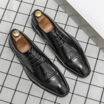 Meeste Brock Nikerdusnahast Kingad Ametlikud &Auml;rikontori Kingad Meeste Pulmapidu Derby Kingad Teravaotsalised Retro Mustad Oxford Kingad 6 must