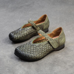 Johnature Pumps Retro ehtsast nahast pehme talla konks ja silmus mugavad mitmek&uuml;lgsed naiste kingad 38 roheline
