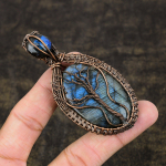 Labradorite Handmade Copper Wire Wrap Jewelry Pendant 3.27 g7s55