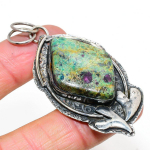 Ruby in Fuchsite Ethnic Handmade 925 Sterling Silver Jewelry Pendant 2.68 W7G01