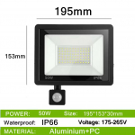 LED PIR Liikumisandur IP66 Veekindel AC175V-265V LED Prožektorid 200W 150W 100W LED Rippuv V&auml;lis V&auml;lis Seinalamp Prožektor 50W valge