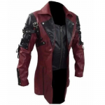 Steampunk meeste gooti Trench-mantel nahkjakk Punk stiilis biker Jacke s&uuml;gistalvine motojope XS