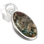 Natural Indian Moss Agate 925 Sterling Silver Jewelry Pendant 2.25 q8n81