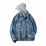 Meeste kapuutsiga teksajakk Meeste Slim Fit Vabaaja Streetwear Teksajakid Meeste Trendikas Pealisr&otilde;ivas Kevadjakk Mantel Mehed L sinine