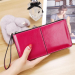 Naiste pikk rahakott vaha imitatsiooniga PU-nahast naiste kaardihoidja siduriga telefoni kotid 20cm*2.5cm*10.5cm