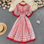 Naiste moekleit suvise pitstikandiga lilleline Midi peokleit Elegantne vintage br&auml;ndi disainer p&uuml;hadekleidid S