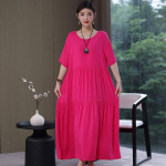 Suures suuruses lillelised kleidid naistele Oversize avarate l&uuml;hikeste varrukatega suvine pikk kleit Keskealiste naiste suvised p&auml;ikesekleidid XL