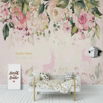 Fototapeet 3d Stereo Roosa Lilled Seinamaalingud Multifilm Lapsed T&uuml;druku Magamistuba Seinakate Elutuba Kodu Dekoratsioon 200 cm(W) x 140 cm(H)