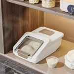 Transparent 50 Jin Rice Storage Bin - Insect and Moisture-Proof, Food-Grade Sealed Container for Kitchen Grains and Flour.