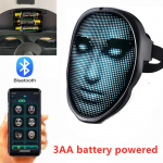 N&auml;gu Muutev LED-mask rakendusega juhitav - Programmeeritav LED Halloweeni mask Digitaalne helendav mask t&auml;iskasvanutele 3 AA Battery