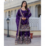 Naiste Bollywoodi peokleit Salwar Kameez Palazzo komplekt India disaineri etniline salwar &uuml;likonna kleit M lilla
