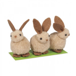 Set de d&eacute;coration - Rayher - Set de 3 lapins duveteux - 5 cm - Couleur beige - Id&eacute;al pour P&acirc;ques