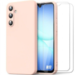Coque de Protection - BOOLING - Samsung Galaxy A17 4G/5G - Silicone Liquide Rose - 2 Verres Tremp&eacute;s