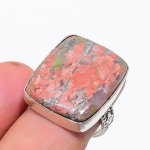 Natural Unakite Gemstone Handmade 925 Sterling Silver Jewelry Ring Size 7 p8r35