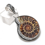 Ammonite Fossil Gemstone Handmade 925 Sterling Silver Jewelry Pendant 1.97 c1j78