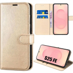 Coque de T&eacute;l&eacute;phone - BOOLING - Samsung Galaxy S25 FE - Flip Case Anti-Rayure Cuir Synth&eacute;tique Dor&eacute;