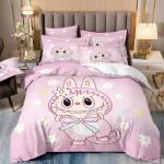 Armas bubu voodipesu 2/3-osaline magamistoakomplekt, Lastekingitus Teismelised t&auml;iskasvanud Mikrokiud kaheinimesevoodi Voodikate lukuga Toa sisustus 155x220cm 3pcs