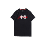 Li Ning Logo Suure Tr&uuml;kiga &Uuml;mar Kaelusega L&uuml;hikeste Varrukatega T-s&auml;rk Meeste &Uuml;laosad Must AHSP487-2 M