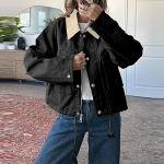 Women's solid-color fashionable long-sleeved top coat L must