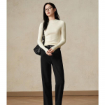 Jiuzi Annacool Women's 100% Washable Wool Mock Neck Sweater L