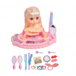 T&uuml;drukute juuste stiliseerimise nukupea mudel teeseldud m&auml;ngu meigim&auml;nguasi koos kammi ja tarvikutega, loominguline juuksuri treeningvahend meigi ja soengute harjutamiseks D