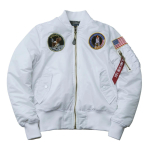 RogueWave Talvine Bomber Lennujakk Vintage MA-1 APOLLO Meeste Jakk Streetwear Soe Varsity Hip Hop Pesapall Letterman piloot USA &Otilde;huv&auml;gi XXS valge