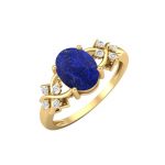 8X6MM Ovaalne Lapis V&auml;&auml;riskivi 925 Sterling H&otilde;be Kullaga Plakeeritud Solitaire Halo Naiste Kihlas&otilde;rmus 7.5 kollane