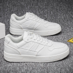 Meeste tossud vabaajaspordijalatsid meestele Kerged PU-nahast hingavad kingad Meeste lamedad valged tennised Zapatillas Hombre 39 valge