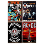Muusika Rock Metal Plekk-sildid B&auml;ndi Seinakujundus Tahvel Vintage Kunstiposter Rauamaal Meeste Koopasse Kodu Kohvikusse Aiaklubisse Baari 20x30cm（7.8x11.8inch）